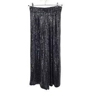 Vtg Scarlet Rage Black Sequins Palazzo Pants Womens L High Waist Wide Leg